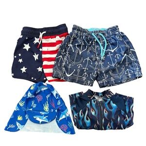 2t 24m Boys Swim Bundle Toddler Trunks Shorts Hat Rashguard Rash Guard Set Lot
